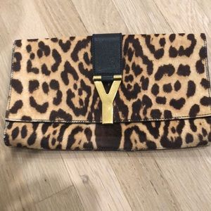 Yves Saint Laurent chyc clutch - leopard print